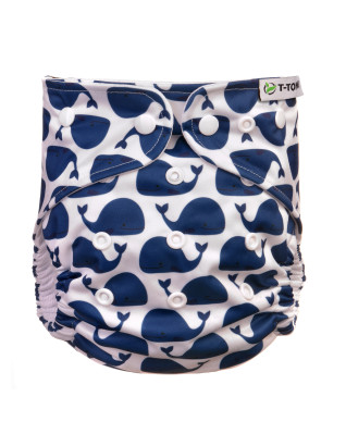 T-TOMI Nohavičková plienka AIO - prebaľovací set patentky Whales