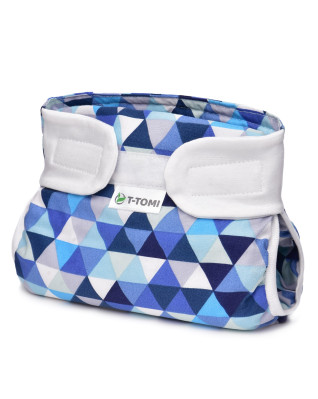 T-TOMI Ortopedické abdukčné nohavičky - suchý zips Blue triangles (do 3kg)