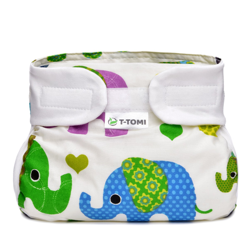 T-TOMI Ortopedické abdukčné nohavičky - suchý zips Green elephants (3-6kg)