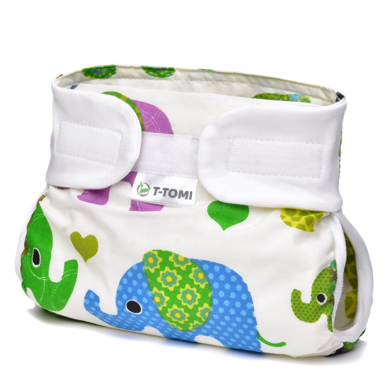 T-TOMI Ortopedické abdukčné nohavičky - suchý zips Green elephants (3-6kg)