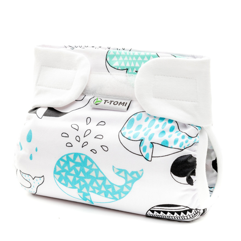 T-TOMI Ortopedické abdukčné nohavičky - suchý zips Whales (3-6kg)