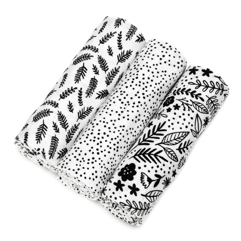 T-TOMI TETRA plienky HIGH QUALITY Black flowers